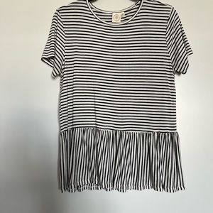 Striped Short Sleeve Babydoll Top